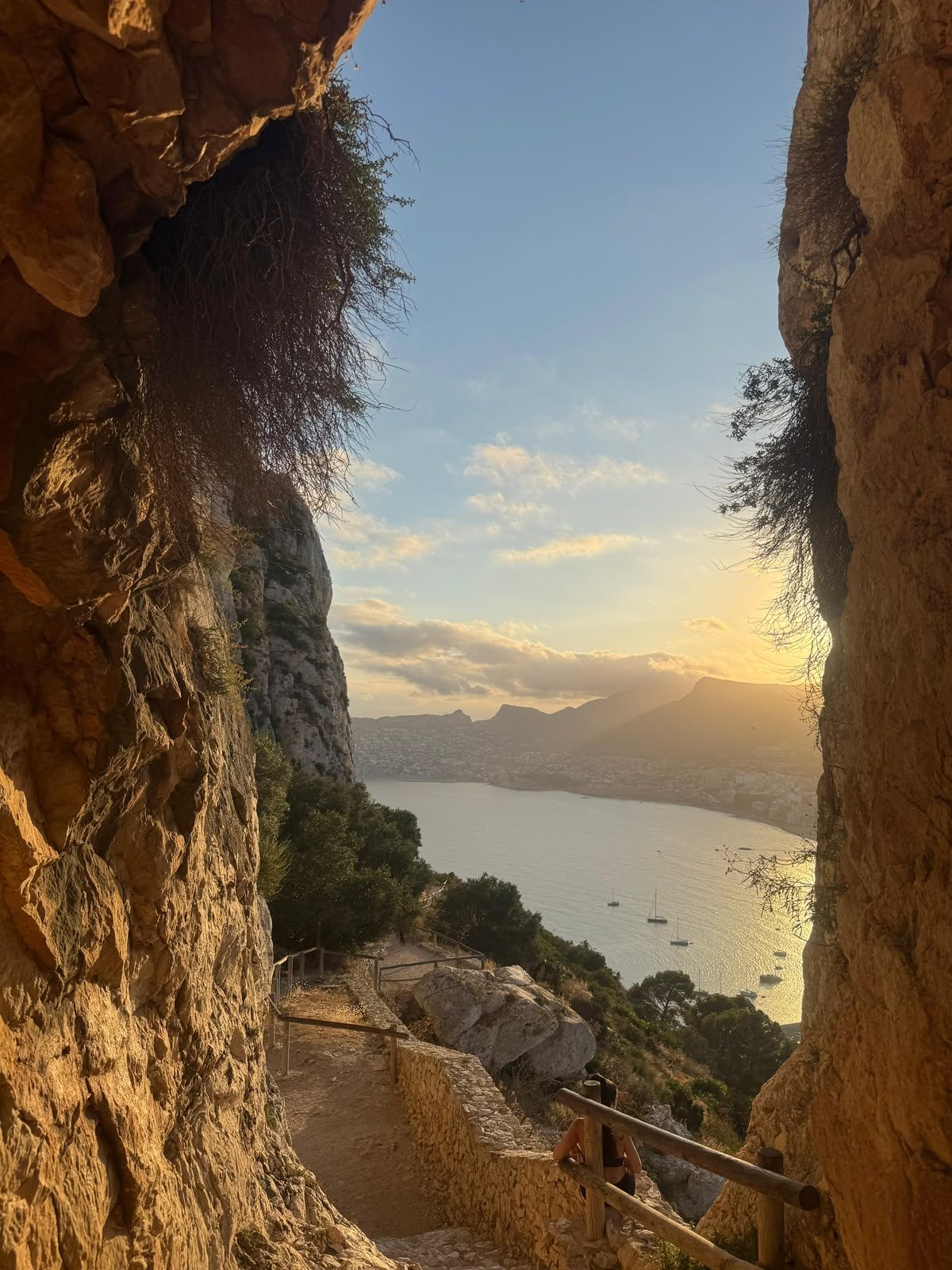 Coastal hiking trail along the cliffs near the Ifach