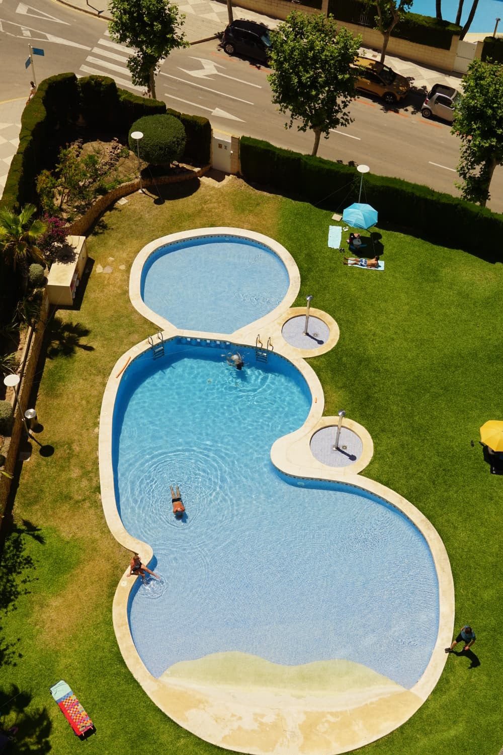 Aerial view of the communal swimming pools